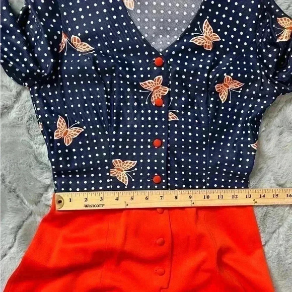 Vintage 70s Young Innocent by Arpeja Dress Butterfly Print Size 9 - Picture 12 of 14